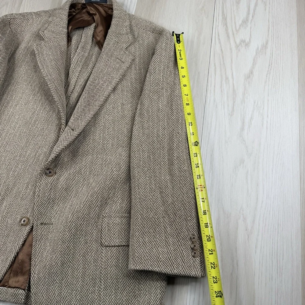 J. Press Herringbone Tweed Blazer Sport Coat Men's Size 48R Made In USA Cotton